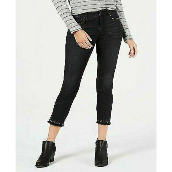 STYLE‎ & CO $65 Dark Gray Studded Mid Rise Skinny Ankle Jeans XS 4 X-Small NWT - Picture 3 of 6